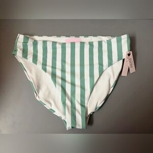NWT Victoria's Secret Green and White Striped Bikini Bottom Size XL